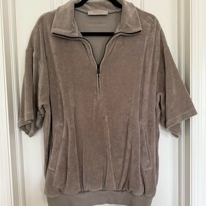 Essentials Fear of God Beige Velour Quarter Zip Pullover